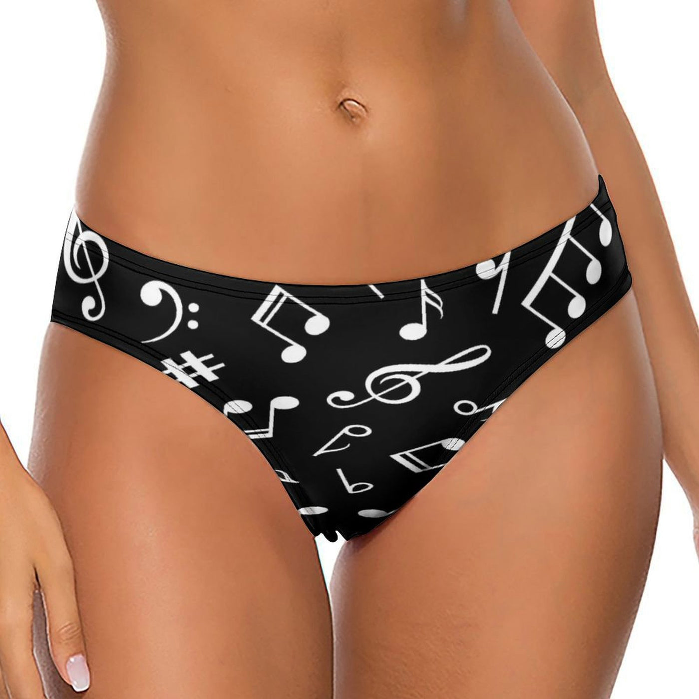 Music Notes Black Women's Cotton Underwear