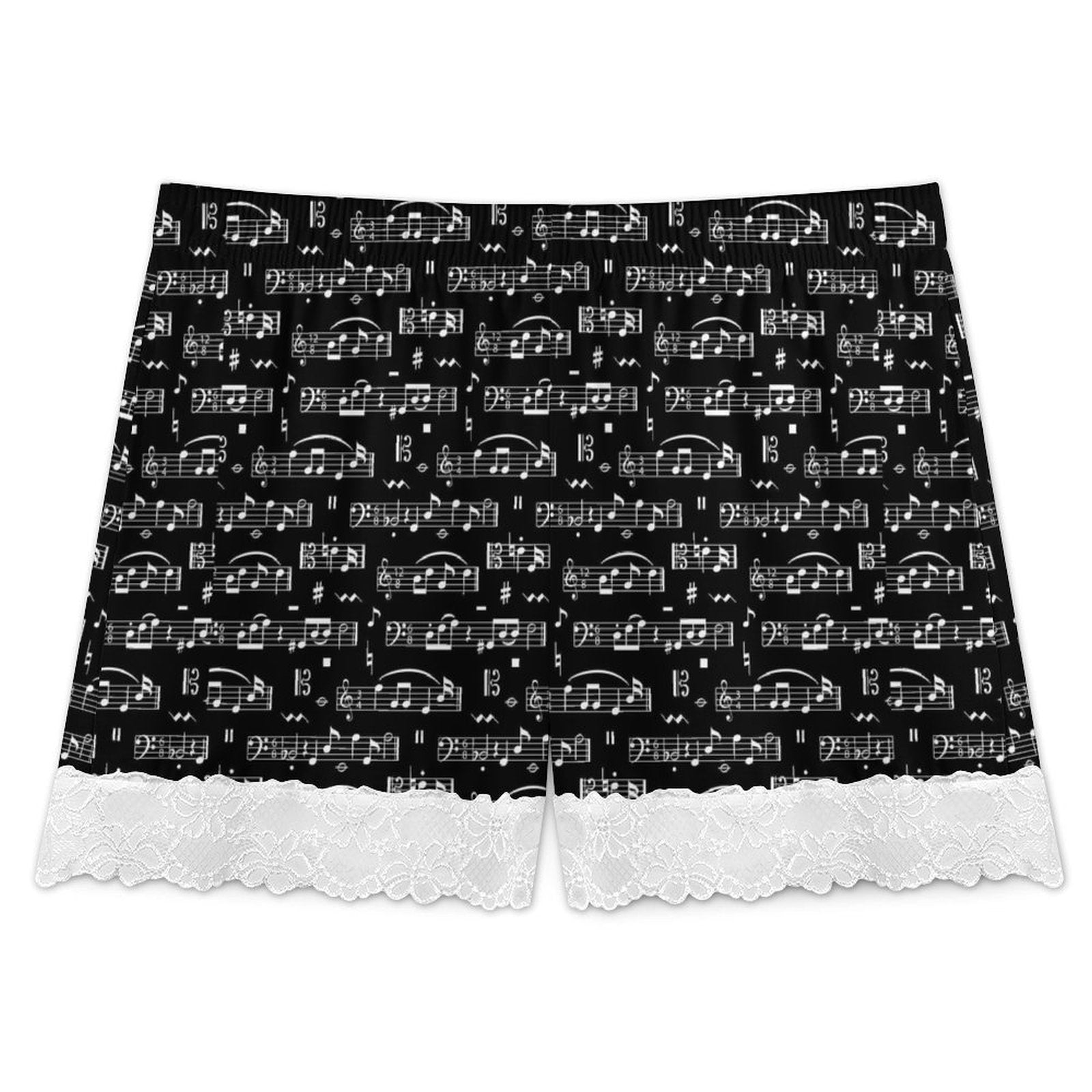Black Music Style Women’s Lace Trim Pajama Shorts