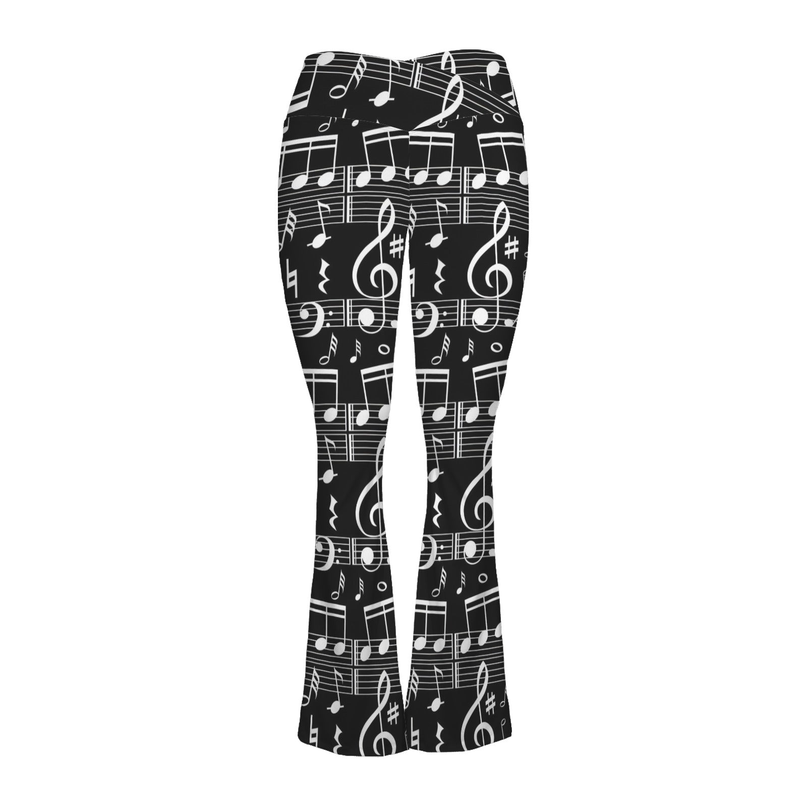 Music Scores Black Crossover High Waist Flare Leggings