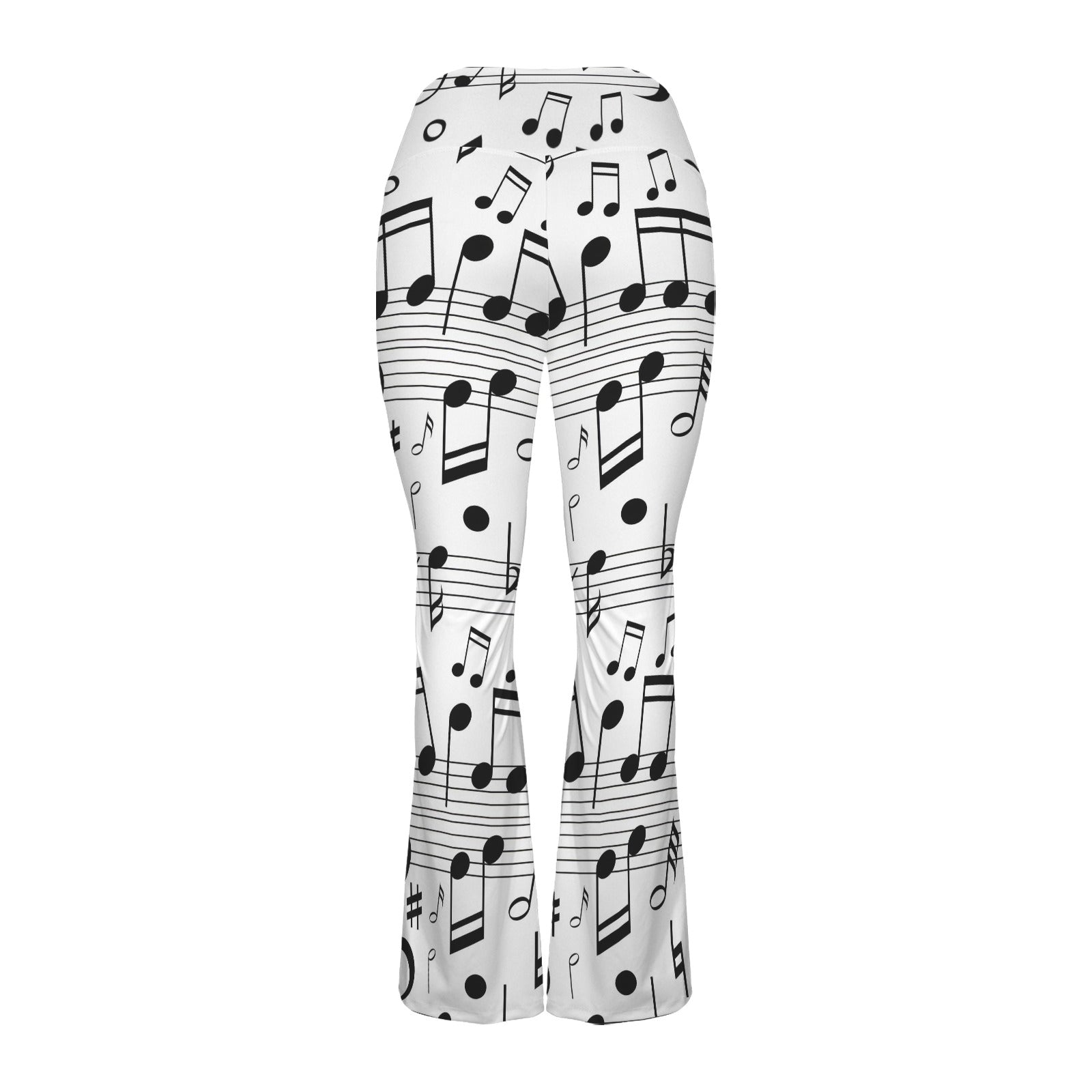 Music White Crossover High Waist Flare Leggings