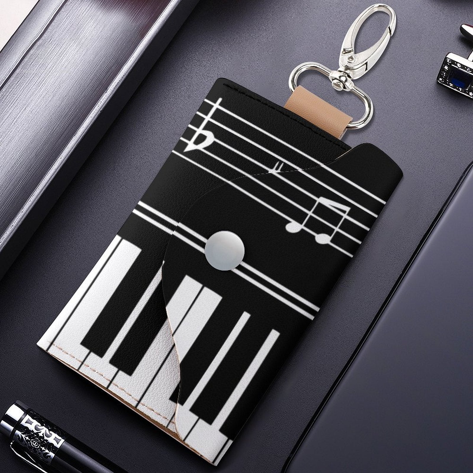 Piano Keys Leather Key Bag