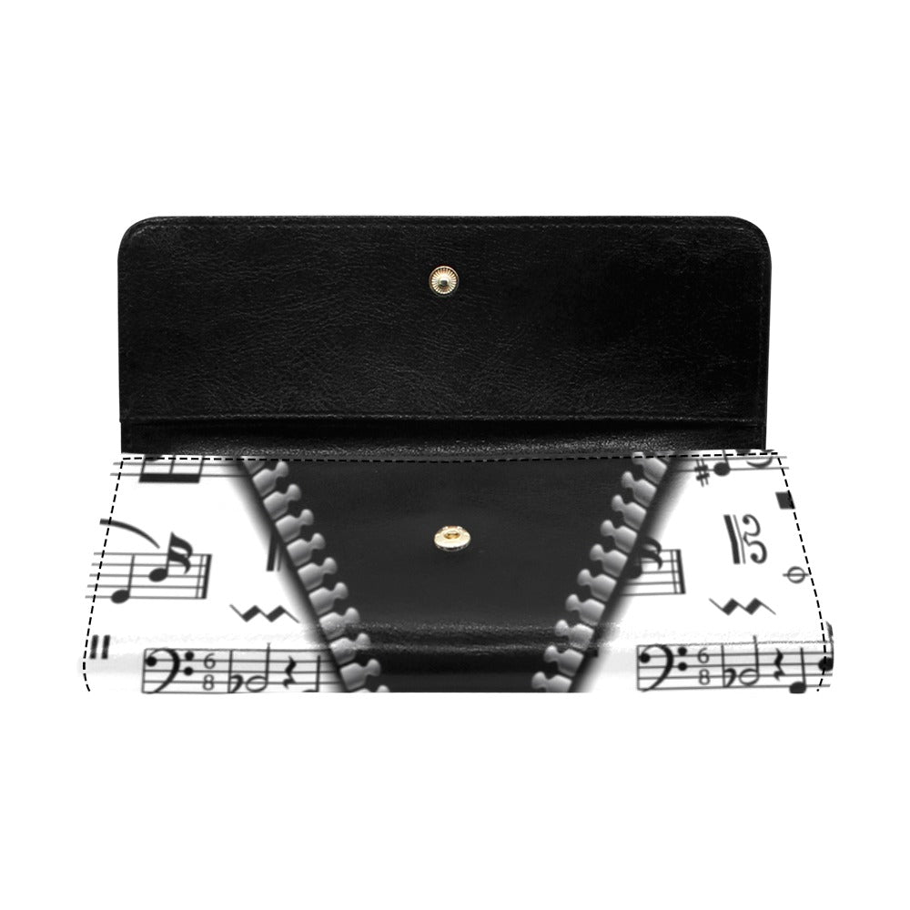 Zip-up Music Sheet Women's Trifold Wallet