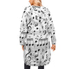 Music Score White Women's Long Hooded Jacket