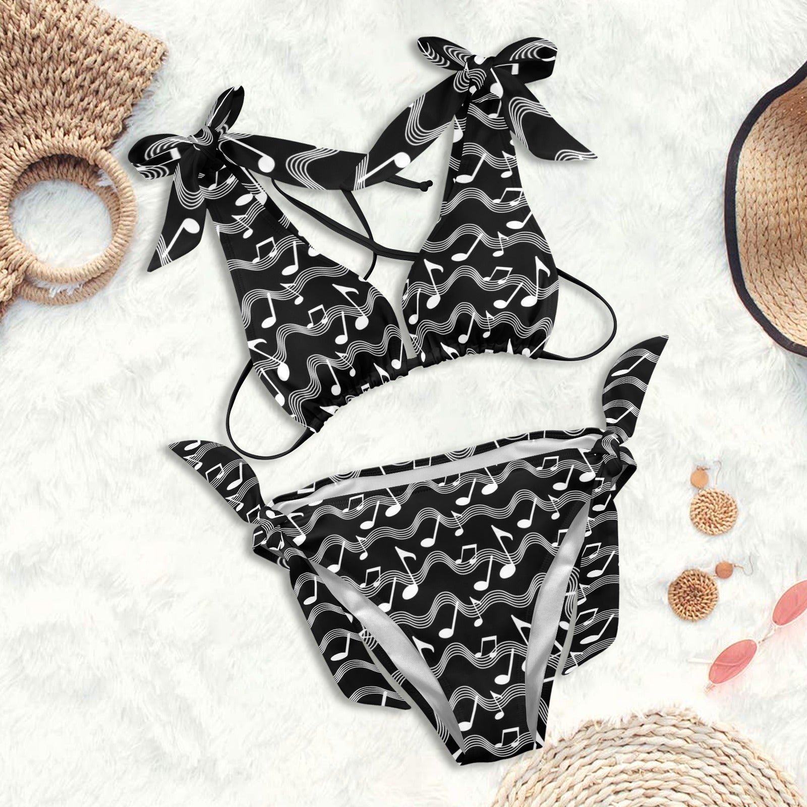 Music Wave Tie Shoulder Bikini