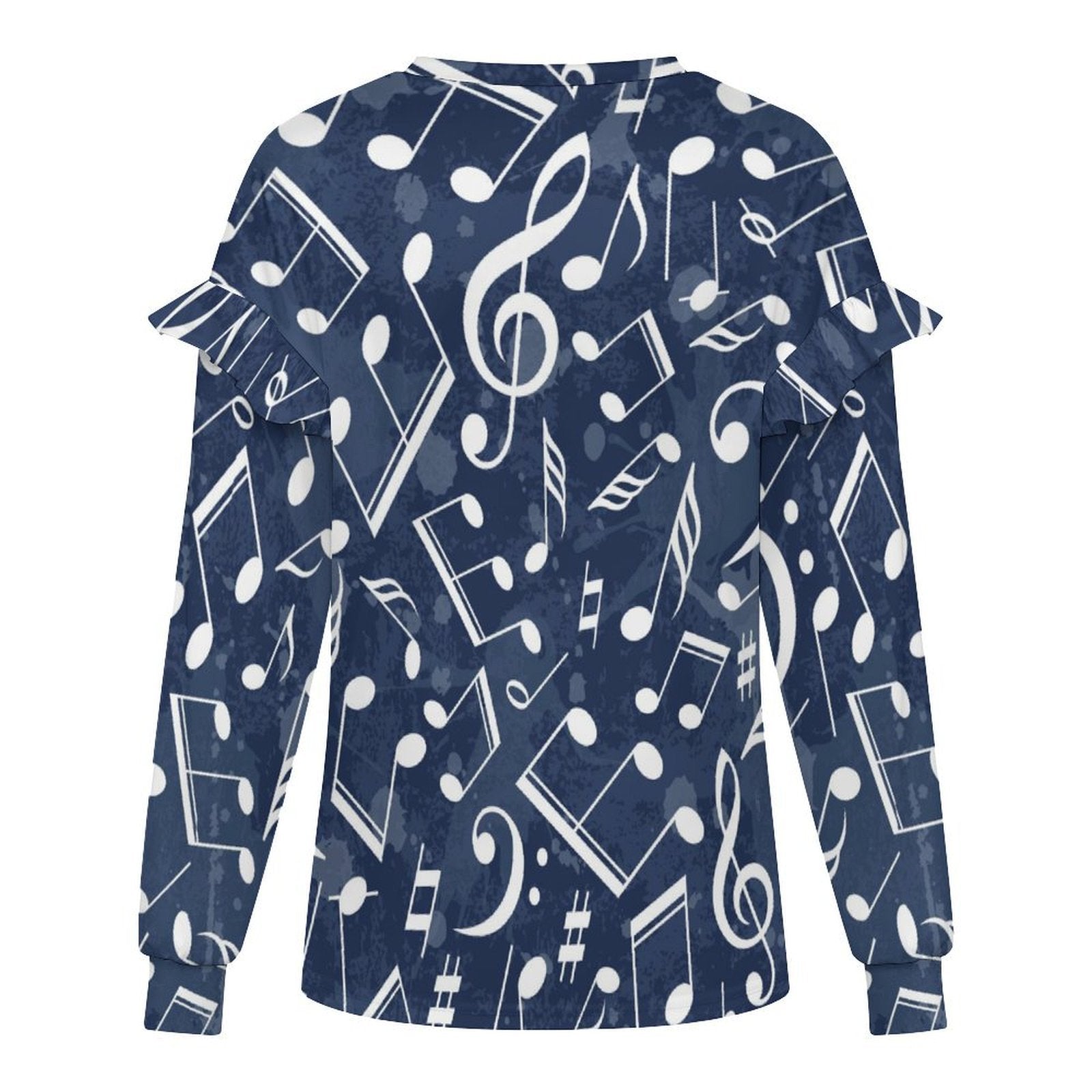 Music Blue Ruffle Shoulder Sweatshirt
