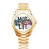 Music Is Life Gilt Watch