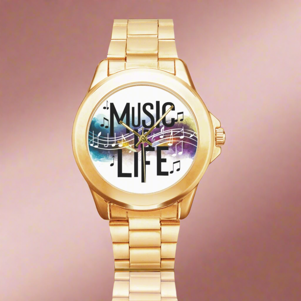Music Is Life Gilt Watch