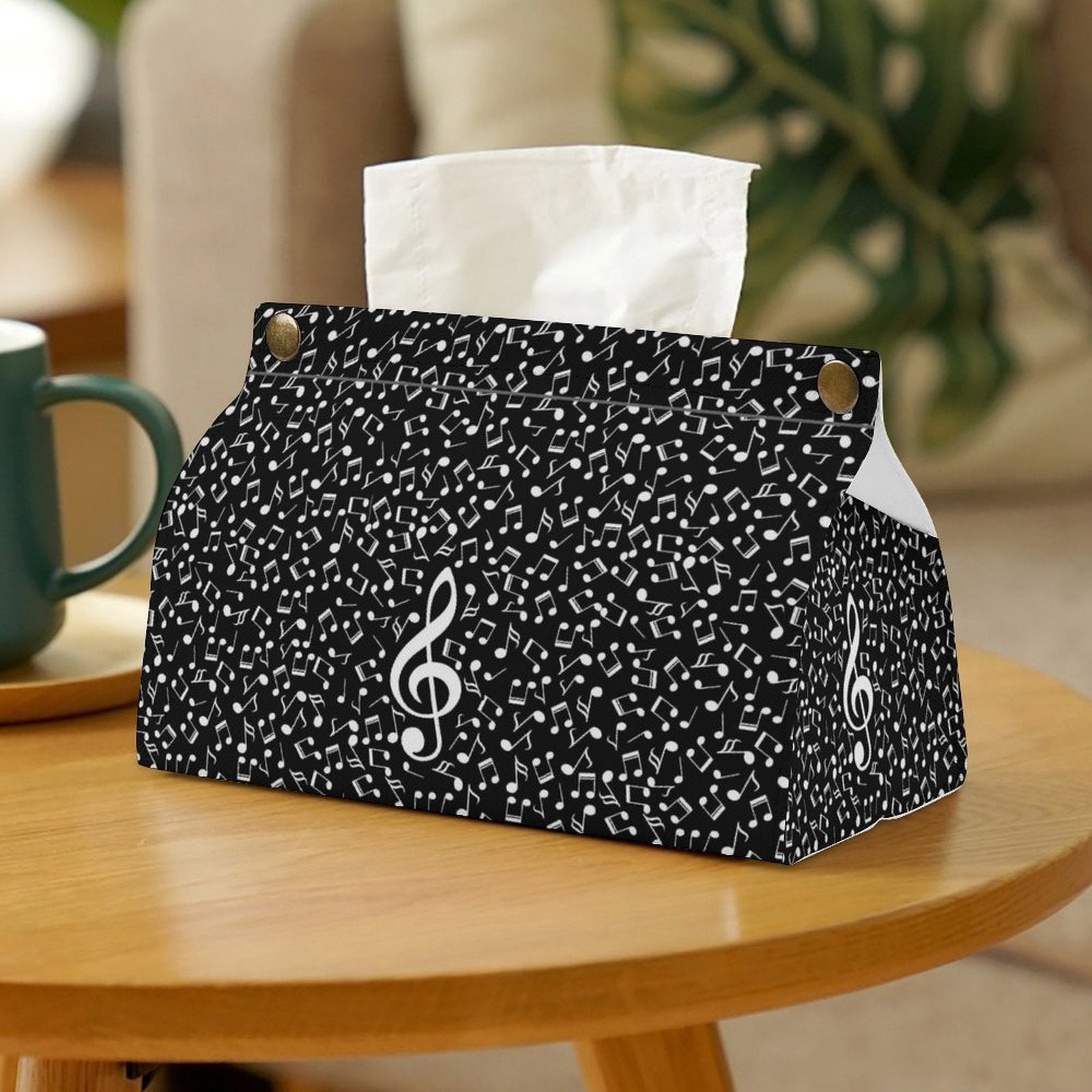Treble Clef Black Tissue Box Cover