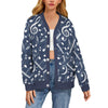 Music Navy Print Button Up Women's Cardigan