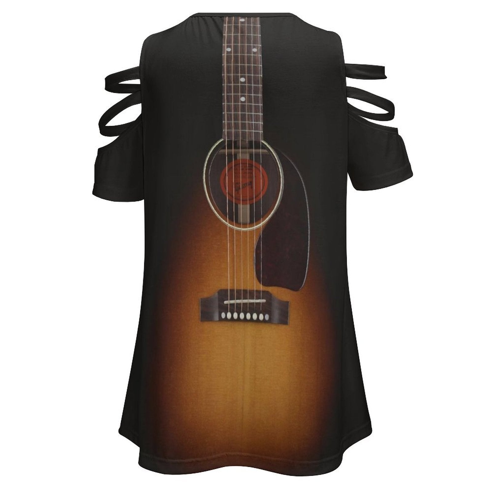 Guitar Zip V-Neck Off Shoulder Top