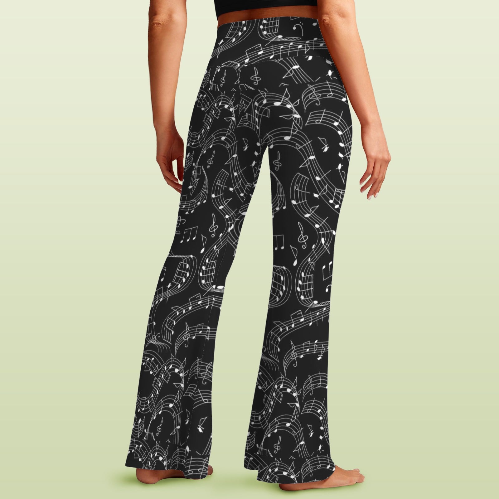 Music Wave Crossover High Waist Flare Leggings