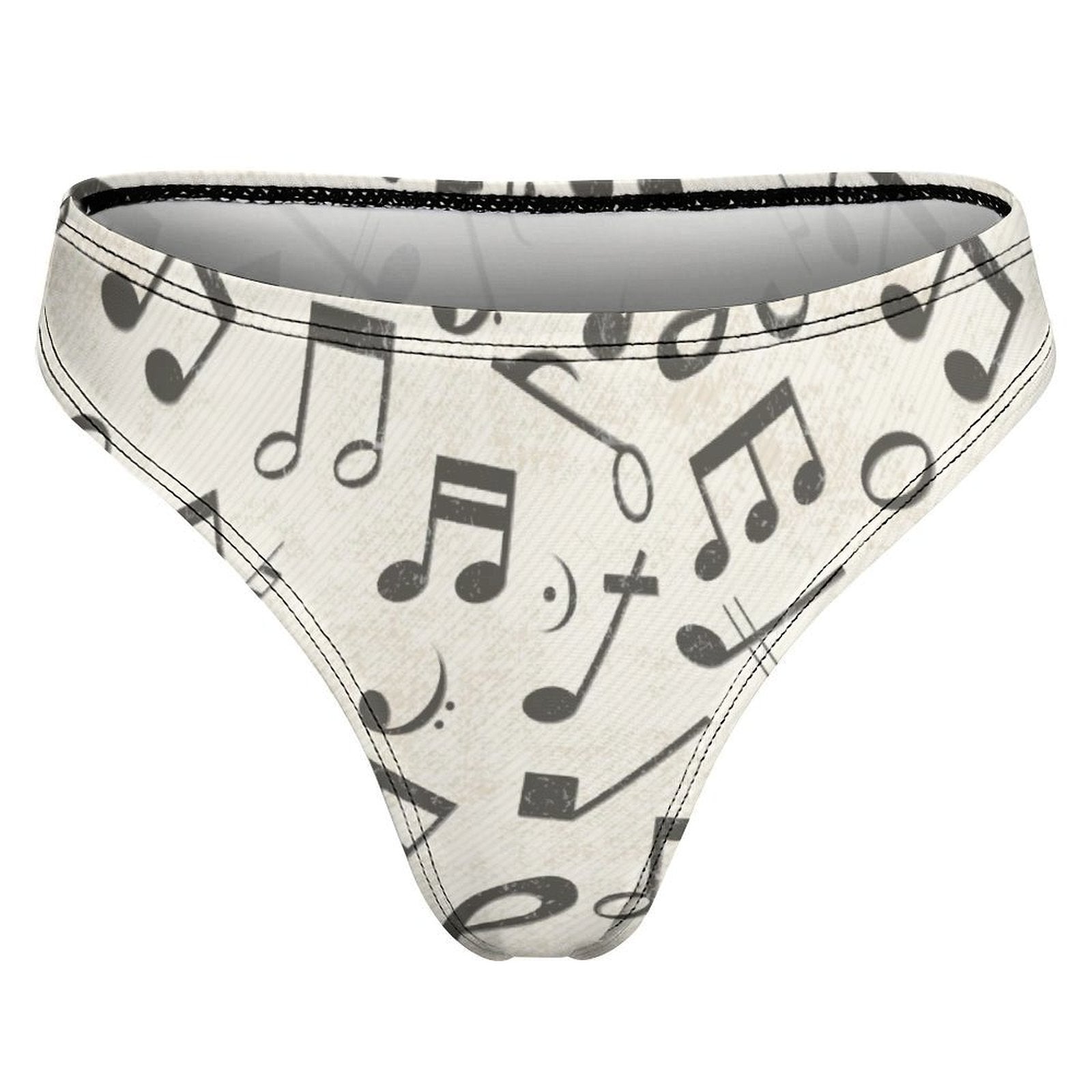Beige Music Print Women's Cotton Underwear