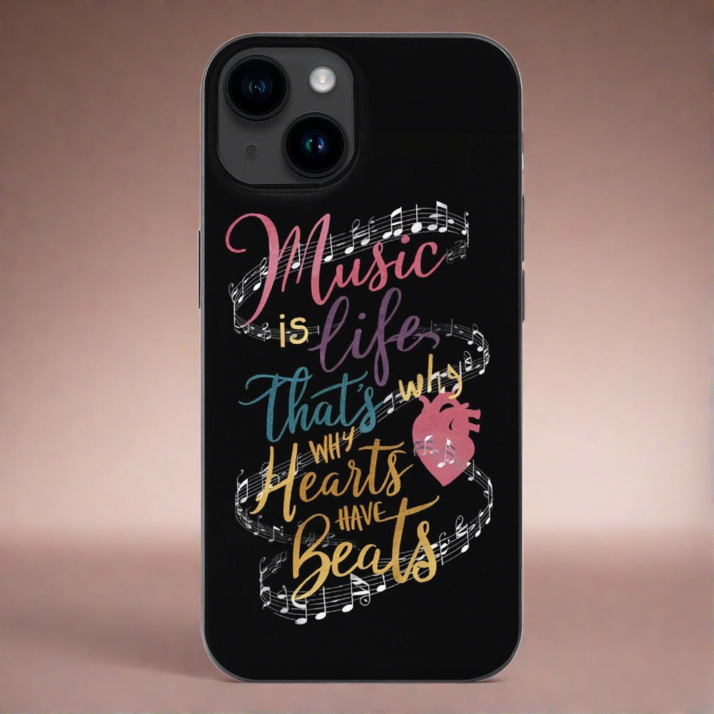 Music Is Life Quote Black iPhone Phone Case