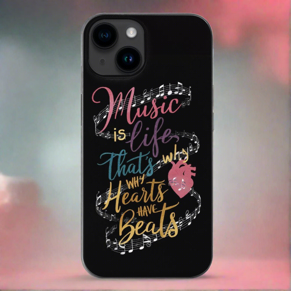 Music Is Life Quote Black iPhone Phone Case
