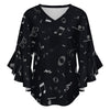 Music Theme Women's Ruffled Sleeve Blouse