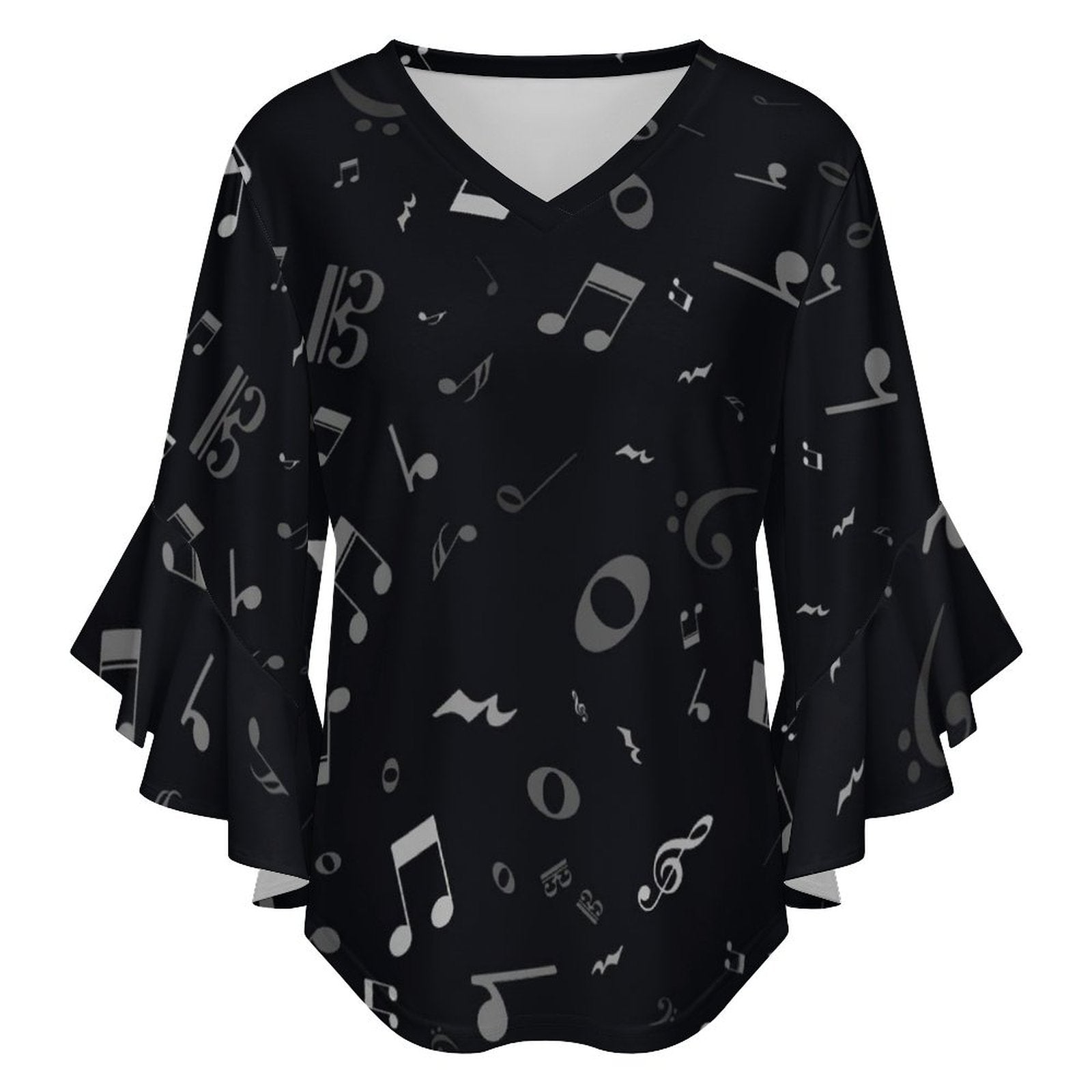 Music Theme Women's Ruffled Sleeve Blouse