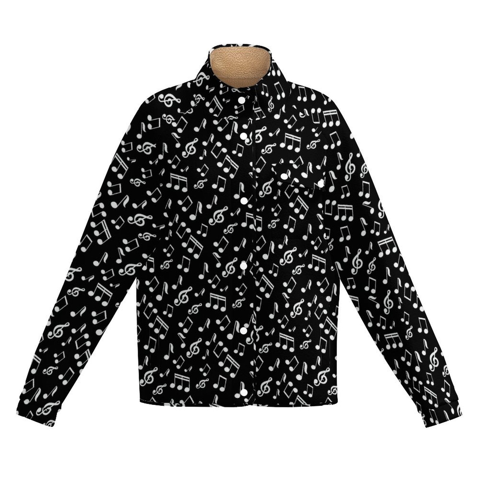 Music Notes Women's Stand Collar Fleece Jacket