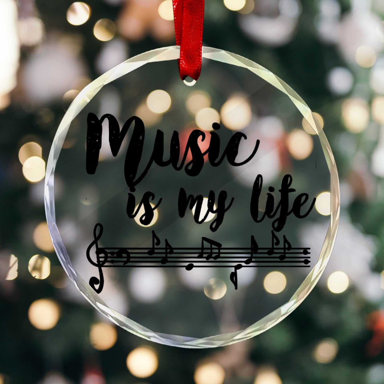 "Music Is My Life" Crystal Hanging Ornament