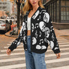 Music Heart Print Button Up Women's Cardigan