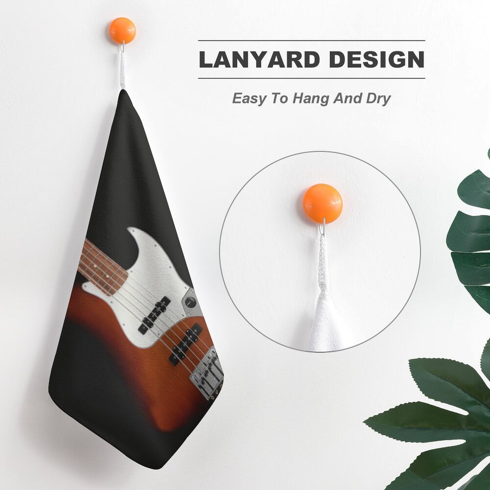 Guitar Black Hand Towel