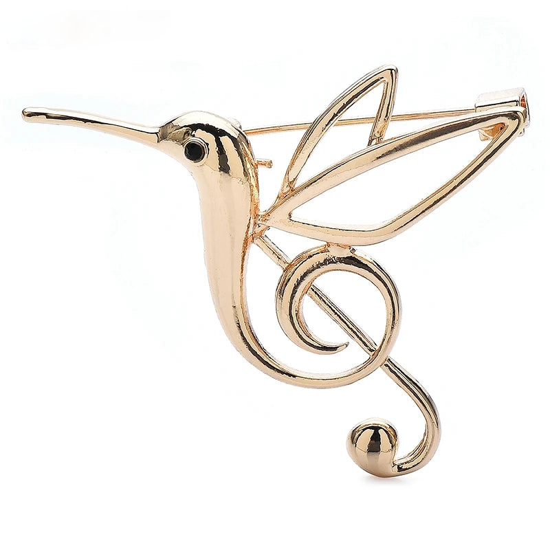 Music Bird Treble Clef Brooch Pin