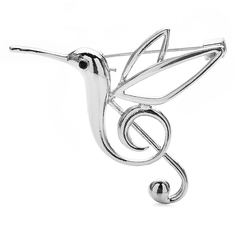 Music Bird Treble Clef Brooch Pin