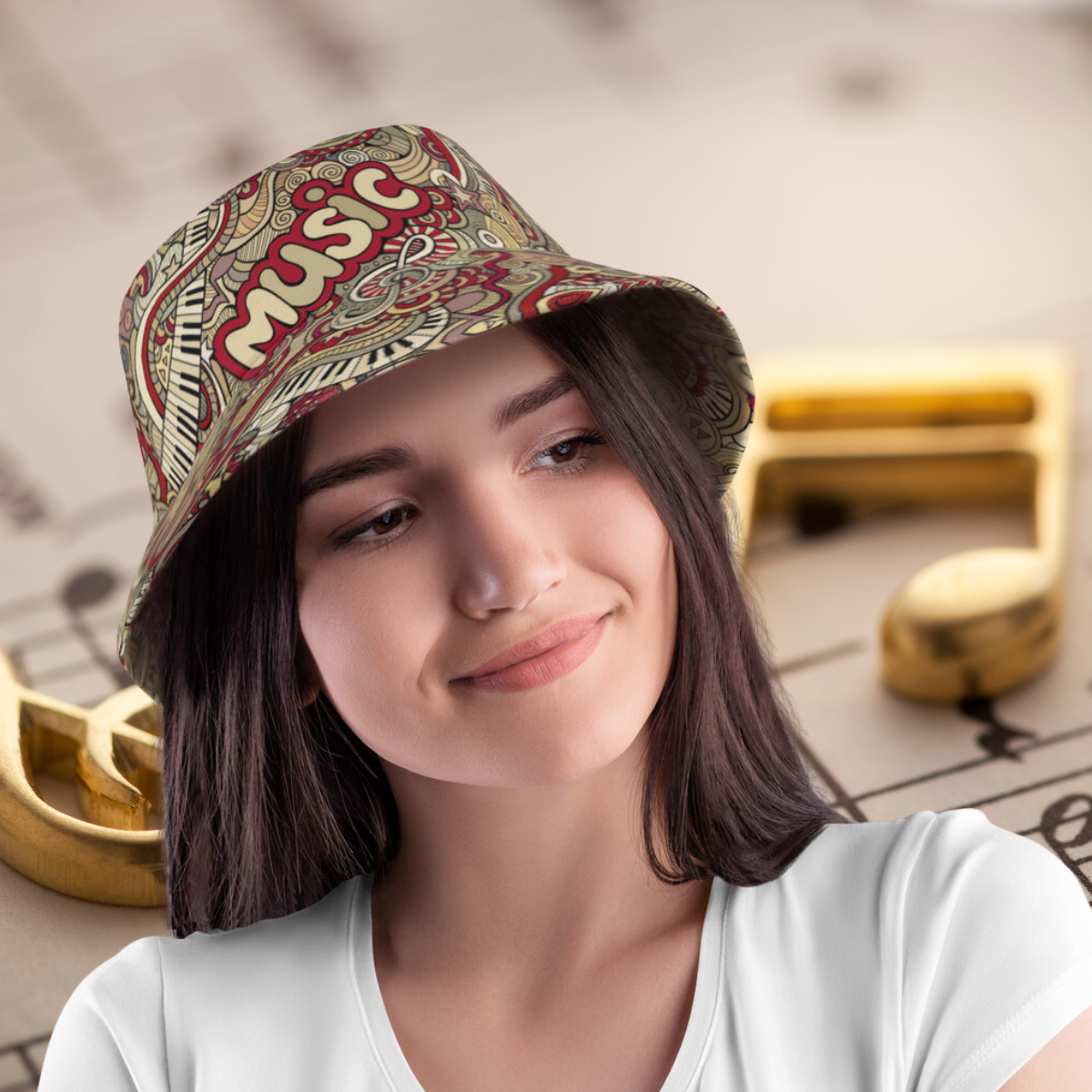 Music Pattern Bucket Hat