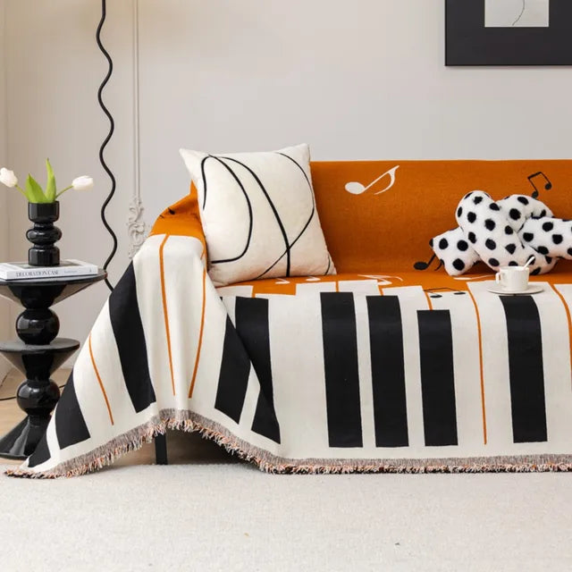 Music Piano Keys Sofa Cover Blanket