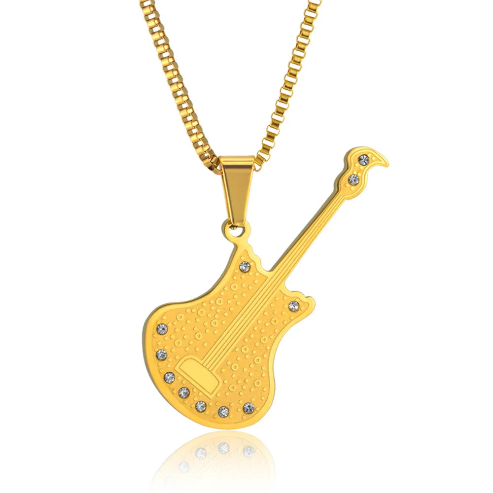 Bling Guitar V.S. Rock Guitar Pendant Necklace