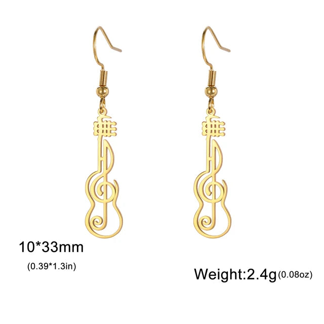Violin/Guitar & Music Notes Dangle Earrings