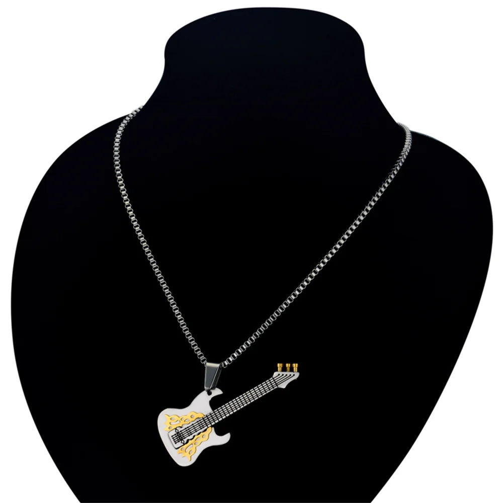 Bling Guitar V.S. Rock Guitar Pendant Necklace