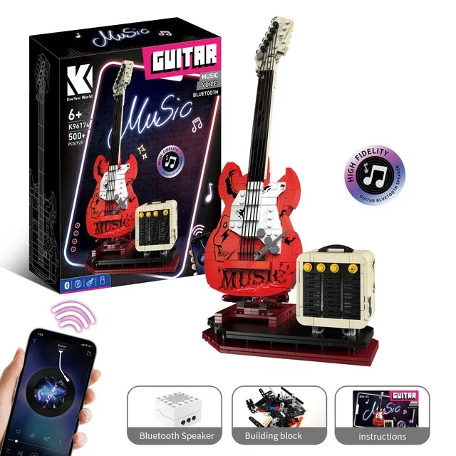 Red Electric Guitar Building Blocks Bluetooth Speaker