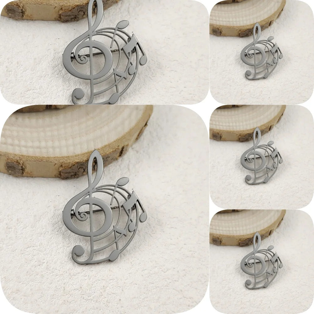 Music Treble Clef Spiral Brooch Pin