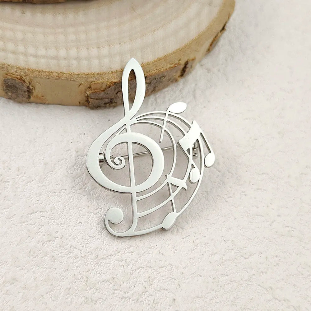 Music Treble Clef Spiral Brooch Pin