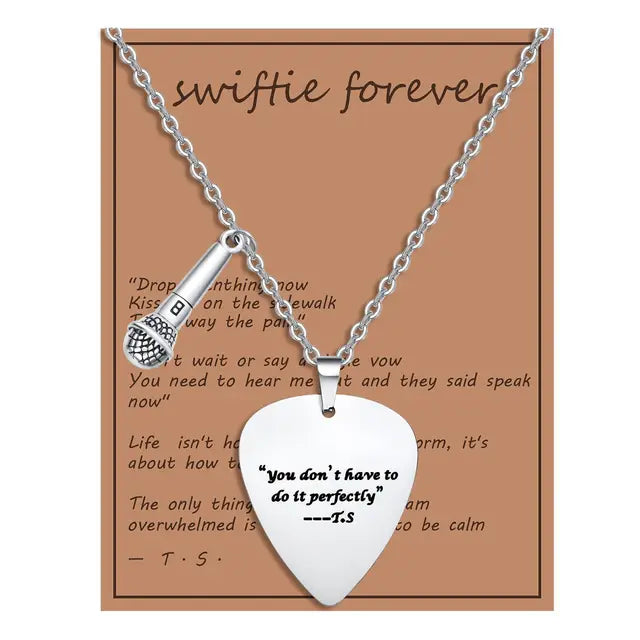 Trendy Music Quotes Guitar Pick Necklace