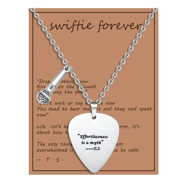 Trendy Music Quotes Guitar Pick Necklace