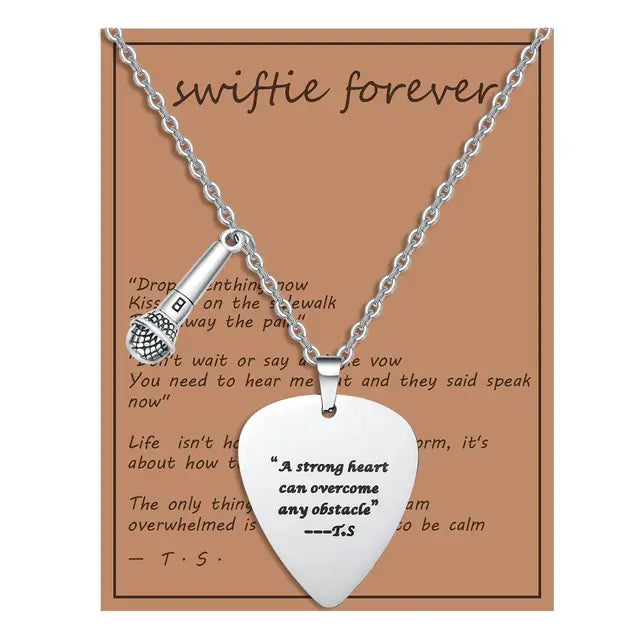 Trendy Music Quotes Guitar Pick Necklace