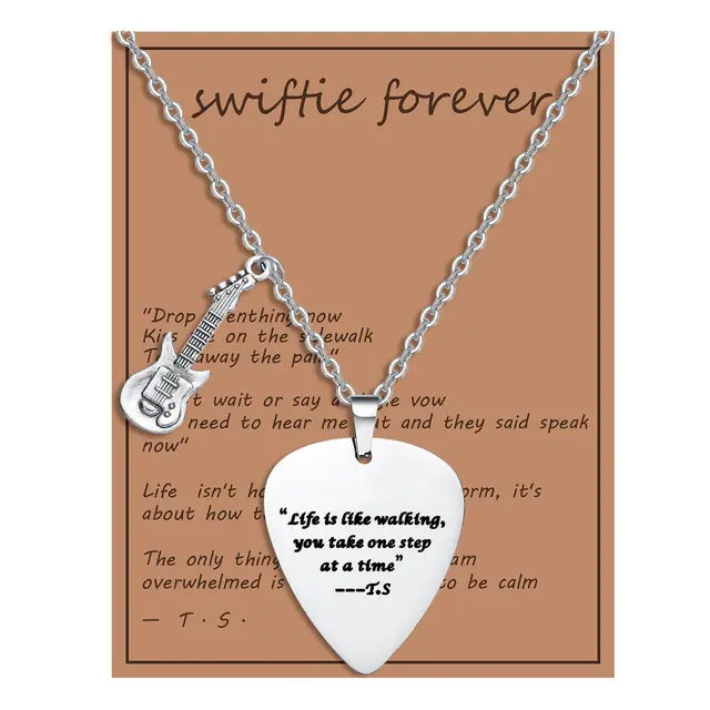 Trendy Music Quotes Guitar Pick Necklace