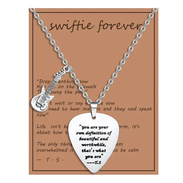 Trendy Music Quotes Guitar Pick Necklace
