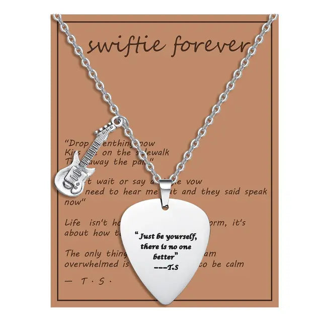 Trendy Music Quotes Guitar Pick Necklace