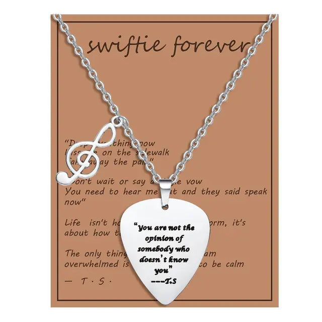 Trendy Music Quotes Guitar Pick Necklace