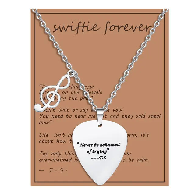 Trendy Music Quotes Guitar Pick Necklace
