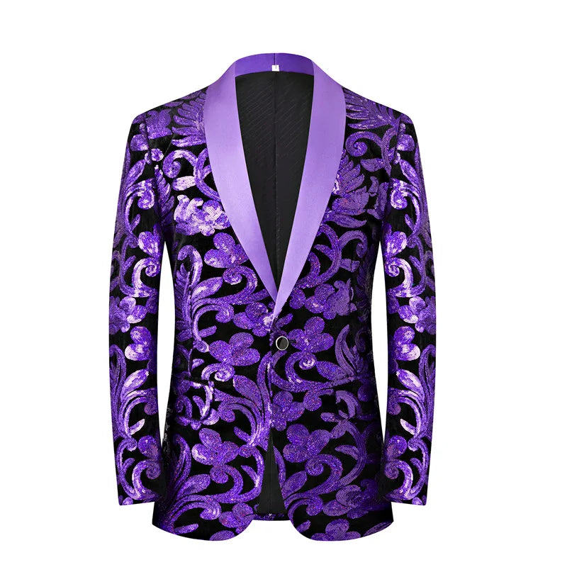 Purple & Green Sequin Men's Blazer