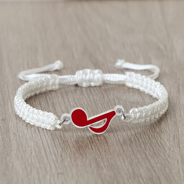 Red Eighth Note Rope Bracelet