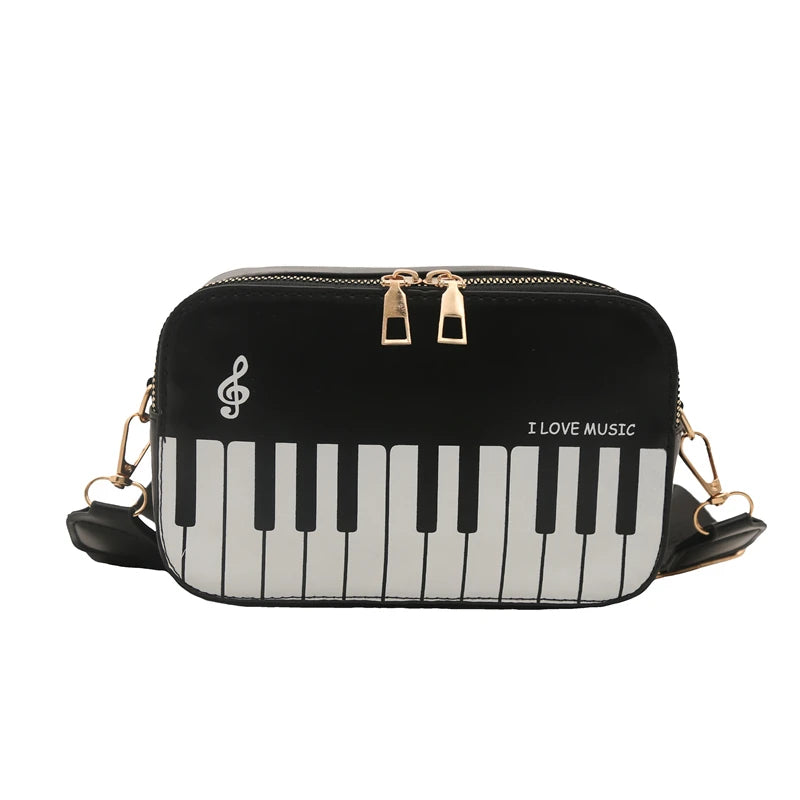 LOVE MUSIC Piano Pattern Shoulder Bag