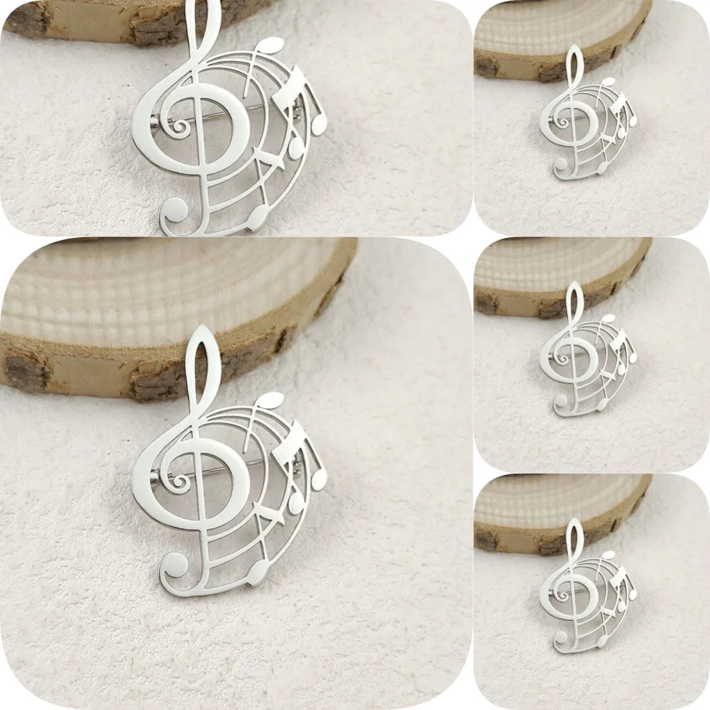 Music Treble Clef Spiral Brooch Pin