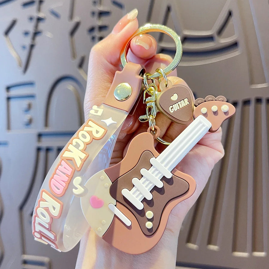 Cute Guitar Shaped Keychain