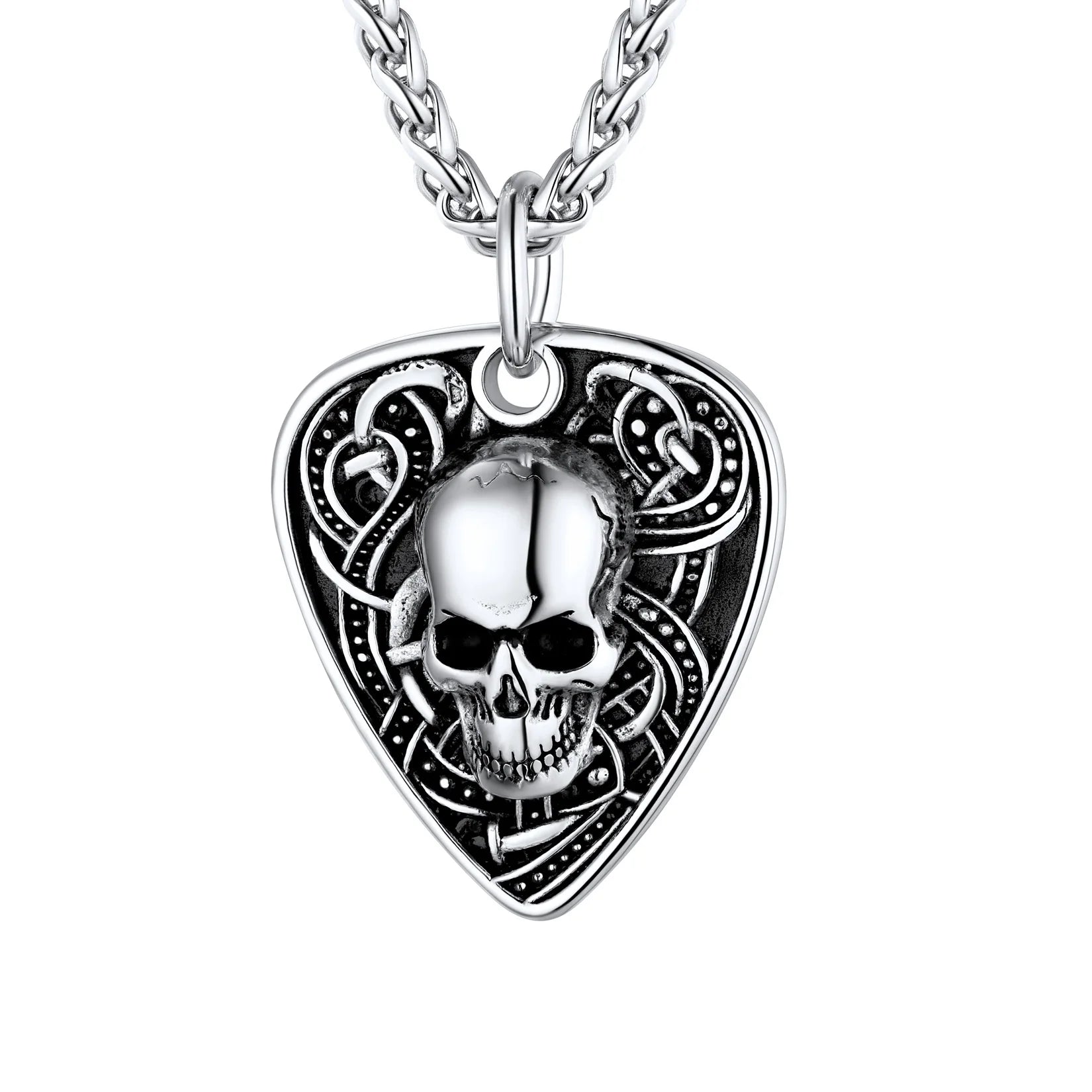 Gothic Skull Guitar Pick Necklace