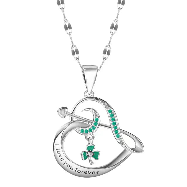 Treble Clef Clover Heart Pendant Necklace