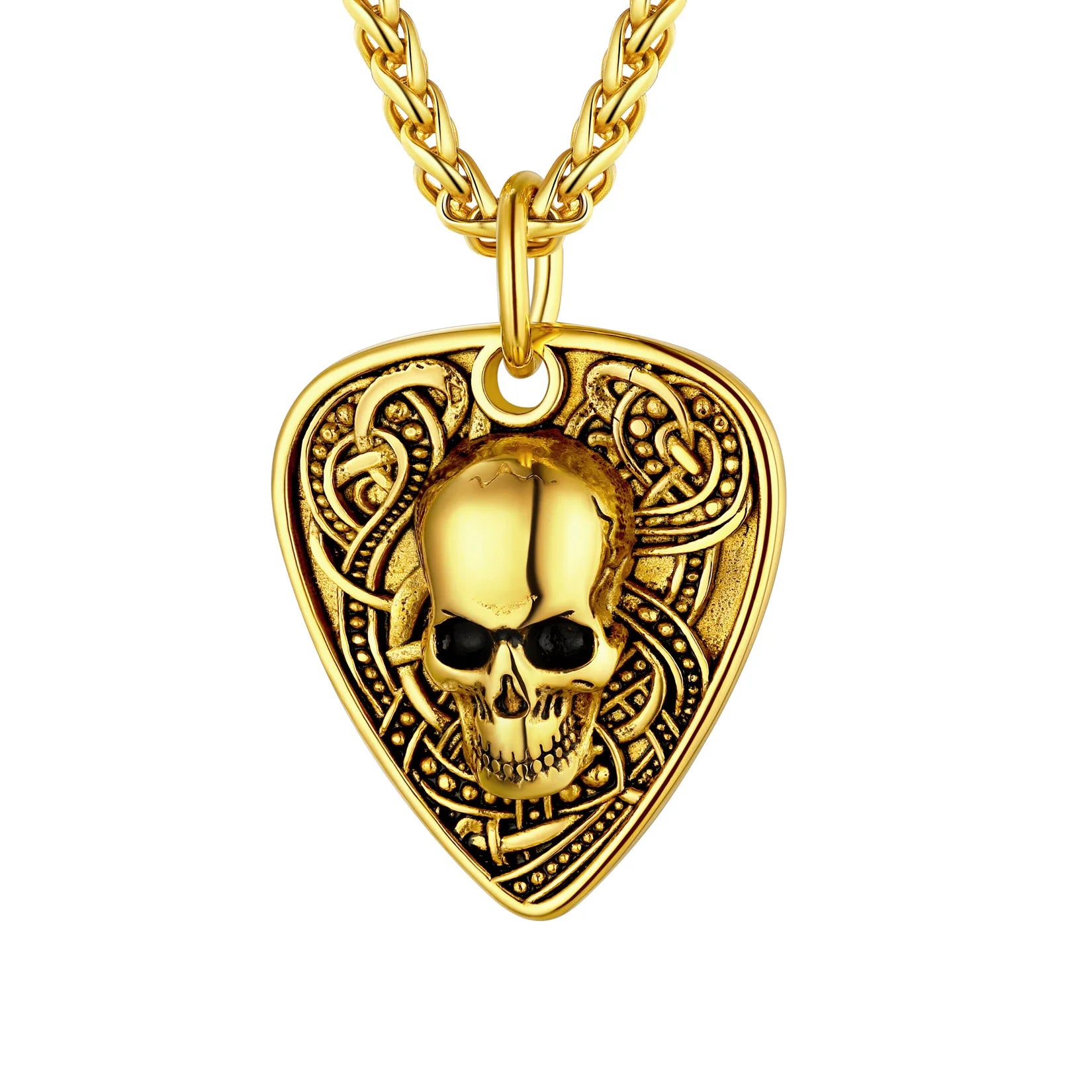 Gothic Skull Guitar Pick Necklace
